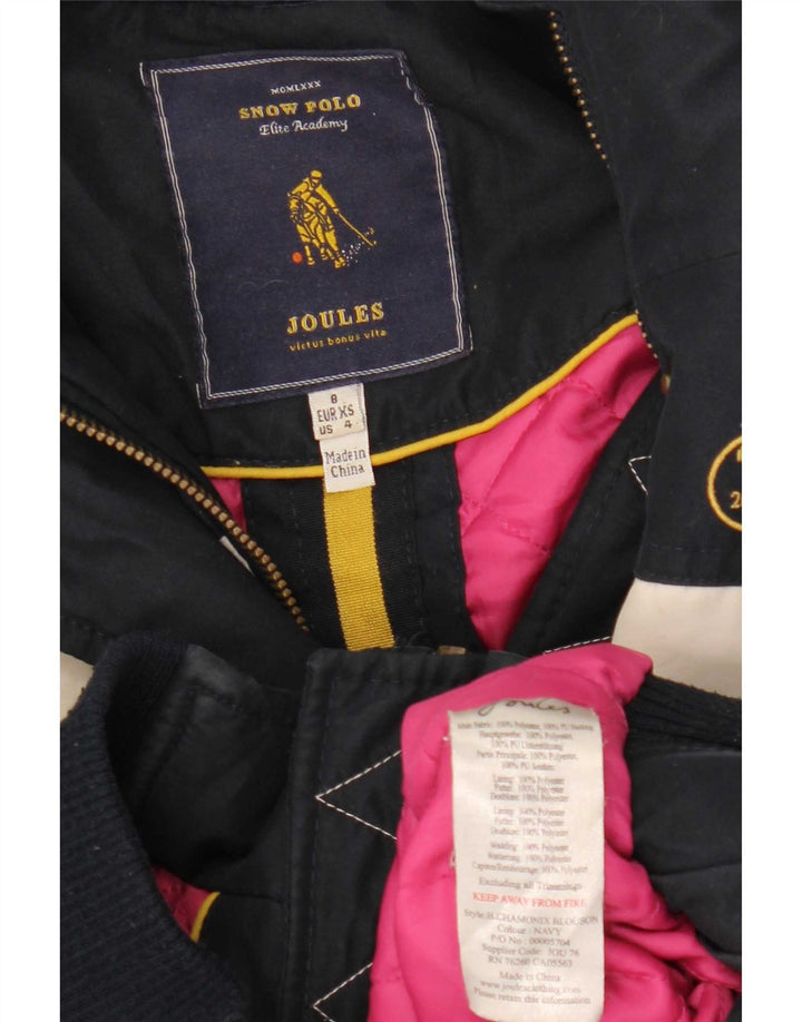 Joules Womens Graphic Ski Jacket UK 8 Small Navy Blue