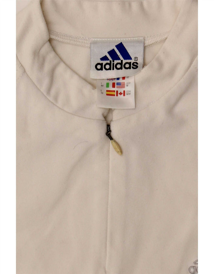 Adidas Womens Zip Neck Vest Top UK 12 Medium White Polyester