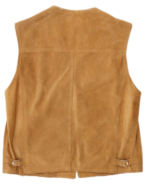 VINTAGE Mens Suede Waistcoat IT 50 Medium Beige Leather