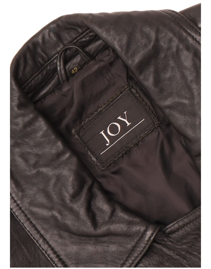 Joy Womens Oversized Leather Jacket IT 42 Medium Black