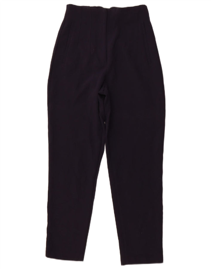 ZARA Womens High Waist Tapered Casual Trousers XS W24 L26 Navy Blue