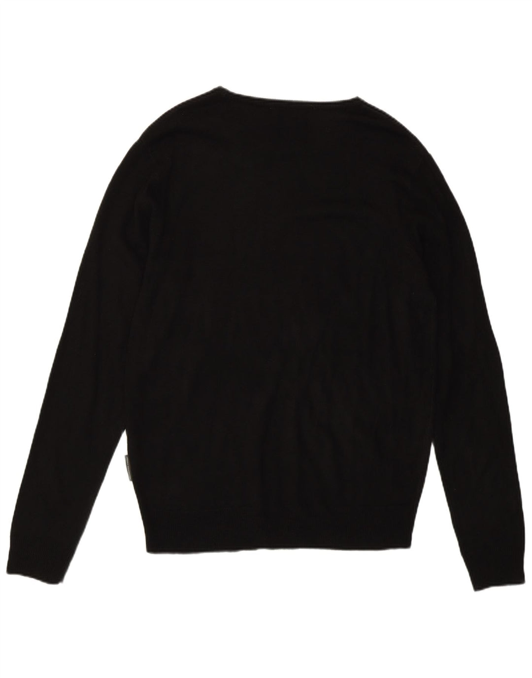 French Connection Mens Boat Neck Jumper Sweater Medium Black Acrylic