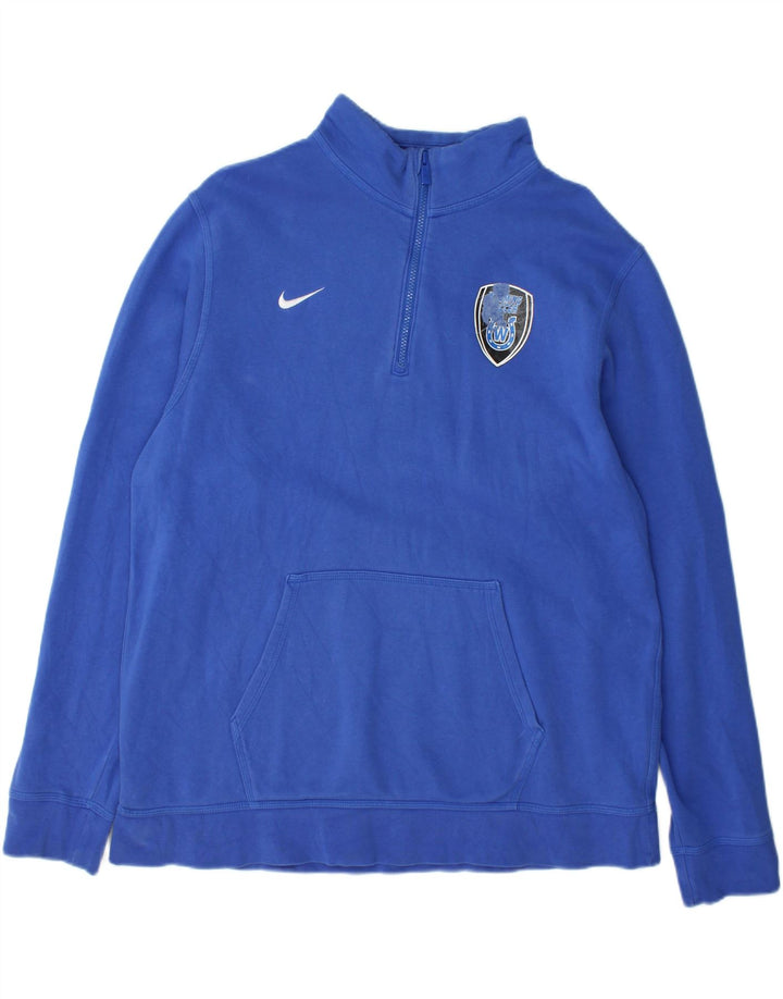 NIKE Mens Zip Neck Sweatshirt Jumper XL Blue Cotton Vintage Nike and Second-Hand Nike from Messina Hembry 