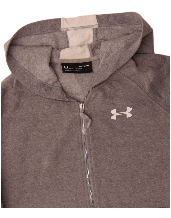 UNDER ARMOUR Mens Graphic Zip Neck Hoodie Jumper Medium Grey Colourblock