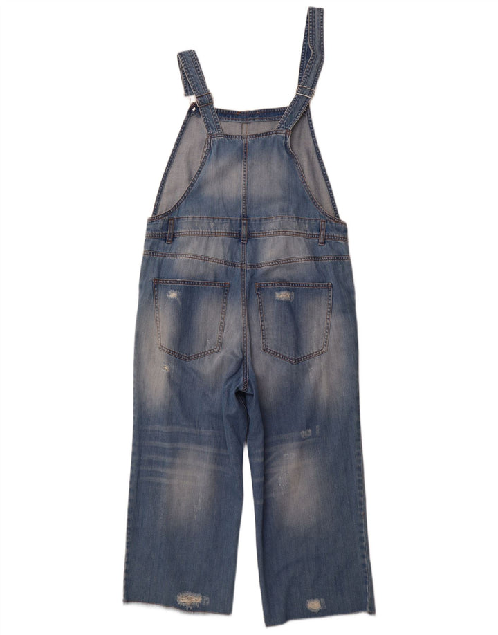BENETTON Womens Distressed Dungarees Wide Leg Jeans W36 XL Blue