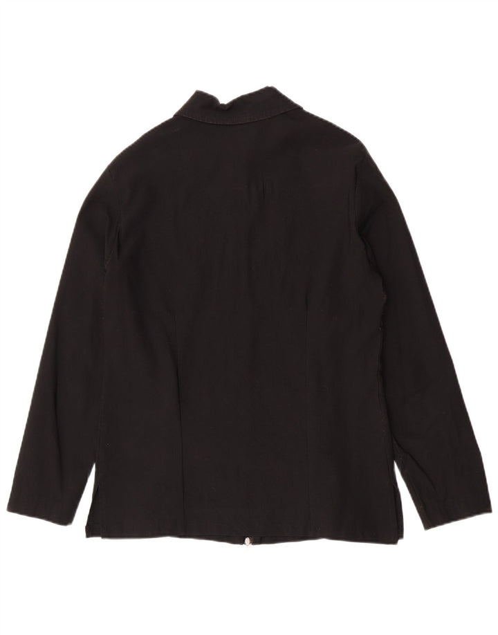 Vintage Womens Blouson Jacket UK 14 Medium Black Viscose