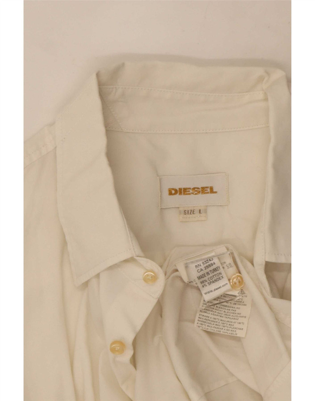 Diesel Mens Shirt Large White Cotton