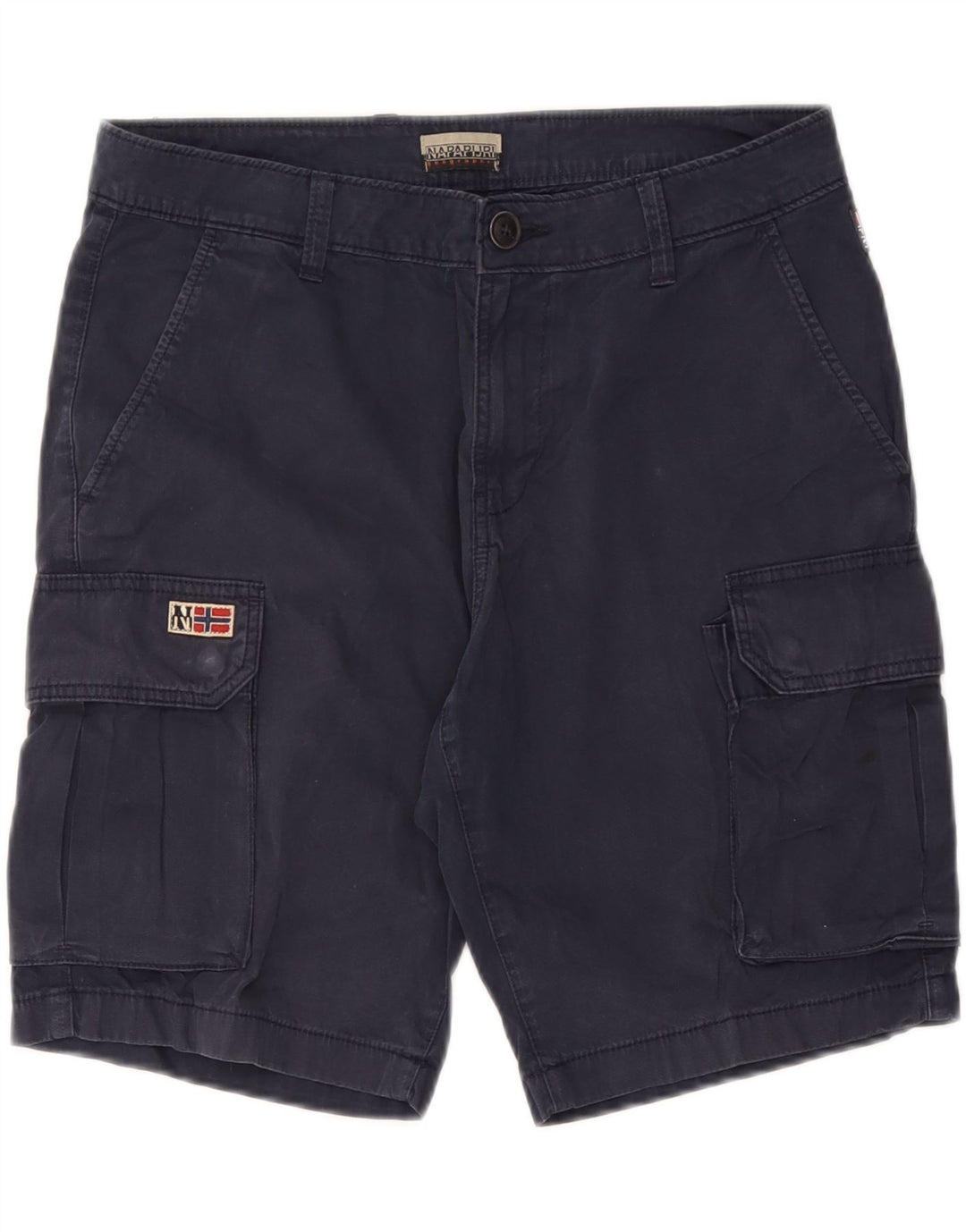 NAPAPIJRI Mens Cargo Shorts W32 Medium  Navy Blue Cotton