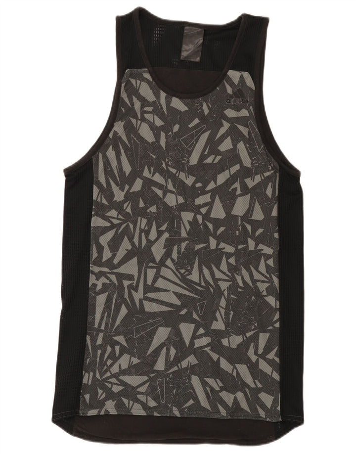 Adidas Mens Vest Top Small Black Geometric Cotton