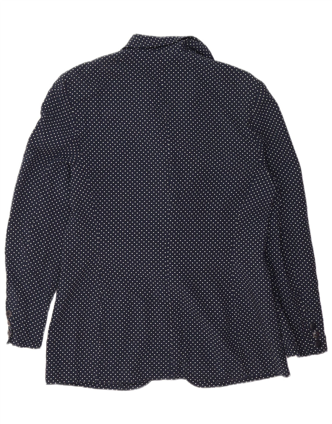 VINTAGE Womens 1 Button Blazer Jacket UK 14 Medium Navy Blue Spotted