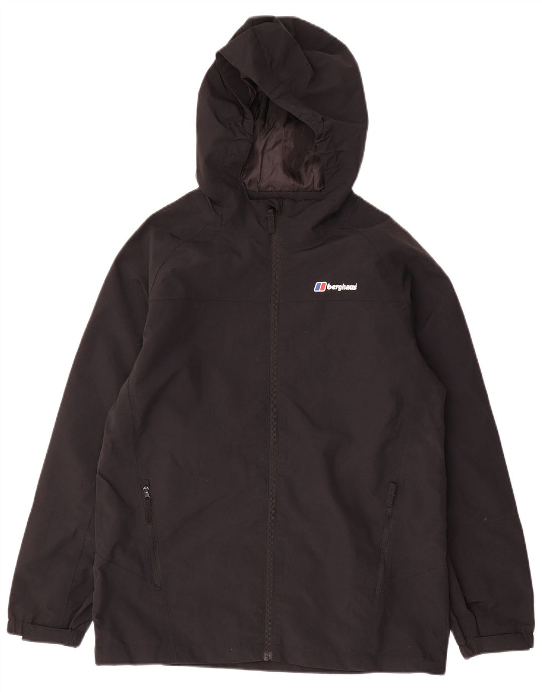 Berghaus Boys Hooded Rain Jacket 12-13 Years Black Polyester