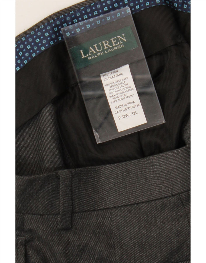 RALPH LAUREN Mens Straight Suit Trousers W33 L32 Grey Polyester