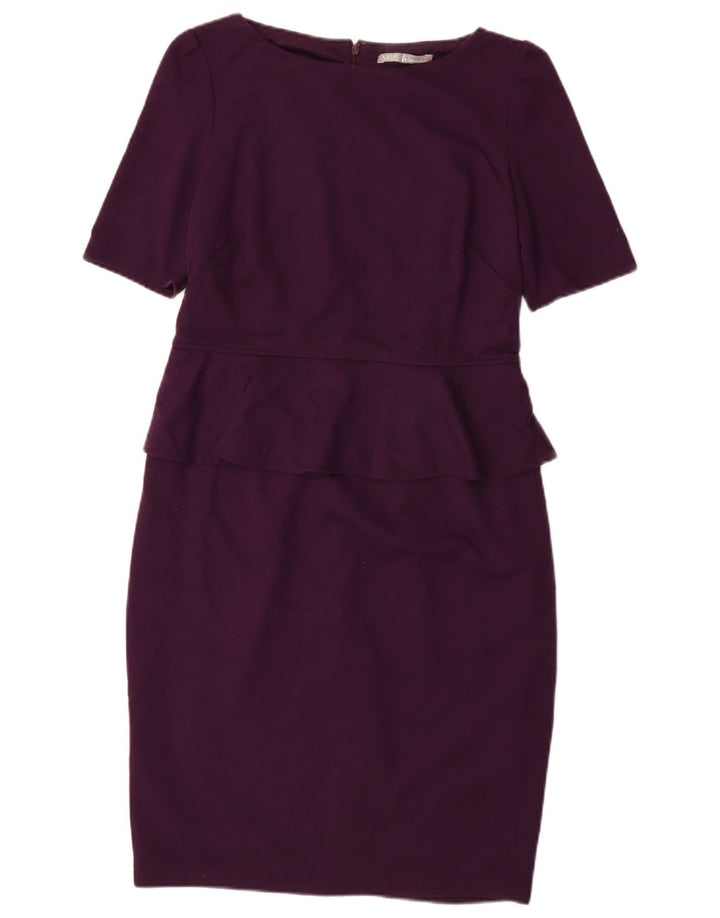 MARKS & SPENCER Womens Peplum Dress UK 14 Medium Purple Polyester