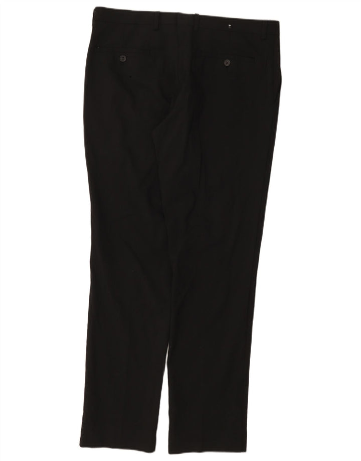 Dkny Mens Regular Casual Trousers W34 L31 Black Wool
