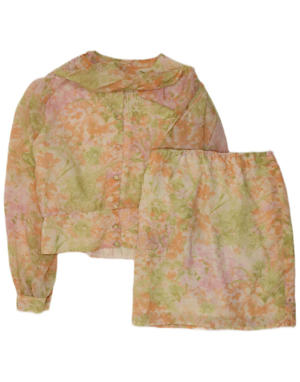 Vintage Womens 2 Piece Skirt Set UK 14 Medium W30 Multicoloured Floral