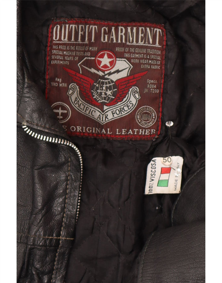 VINTAGE Mens Leather Jacket IT 50 Large Black Leather