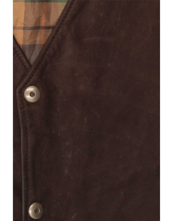 Vintage Mens Leather Waistcoat IT 56 2XL Brown