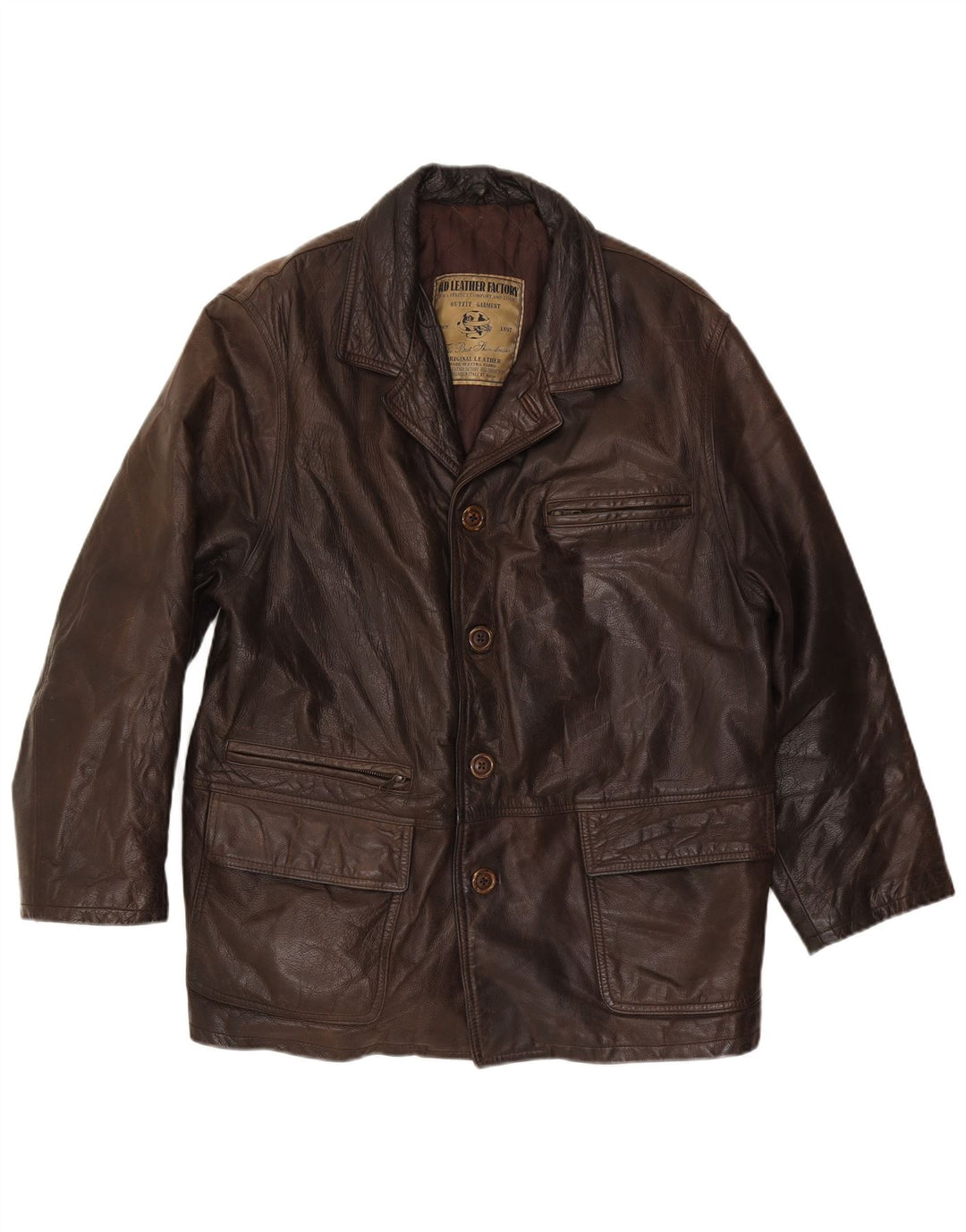 RELISH Mens Leather Jacket UK 40 Large Brown Leather