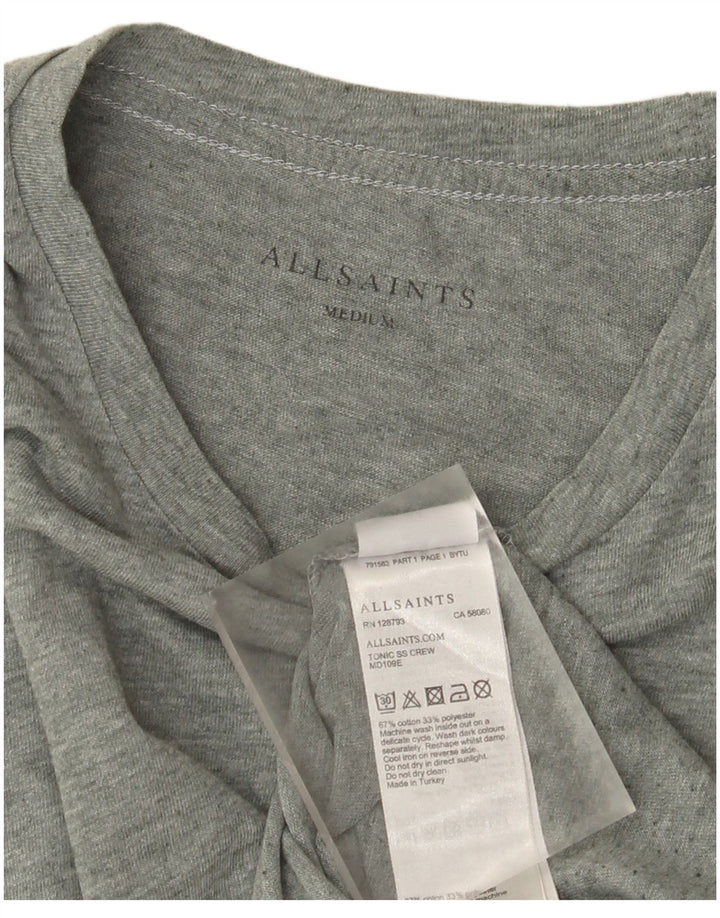 All Saints Mens T-Shirt Top Medium Green Cotton