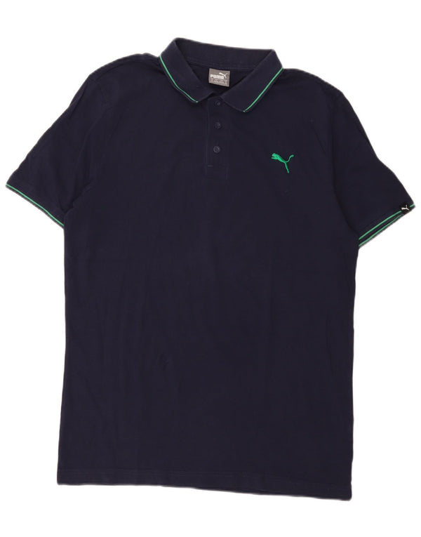 Puma Mens Polo Shirt Medium Navy Blue Cotton
