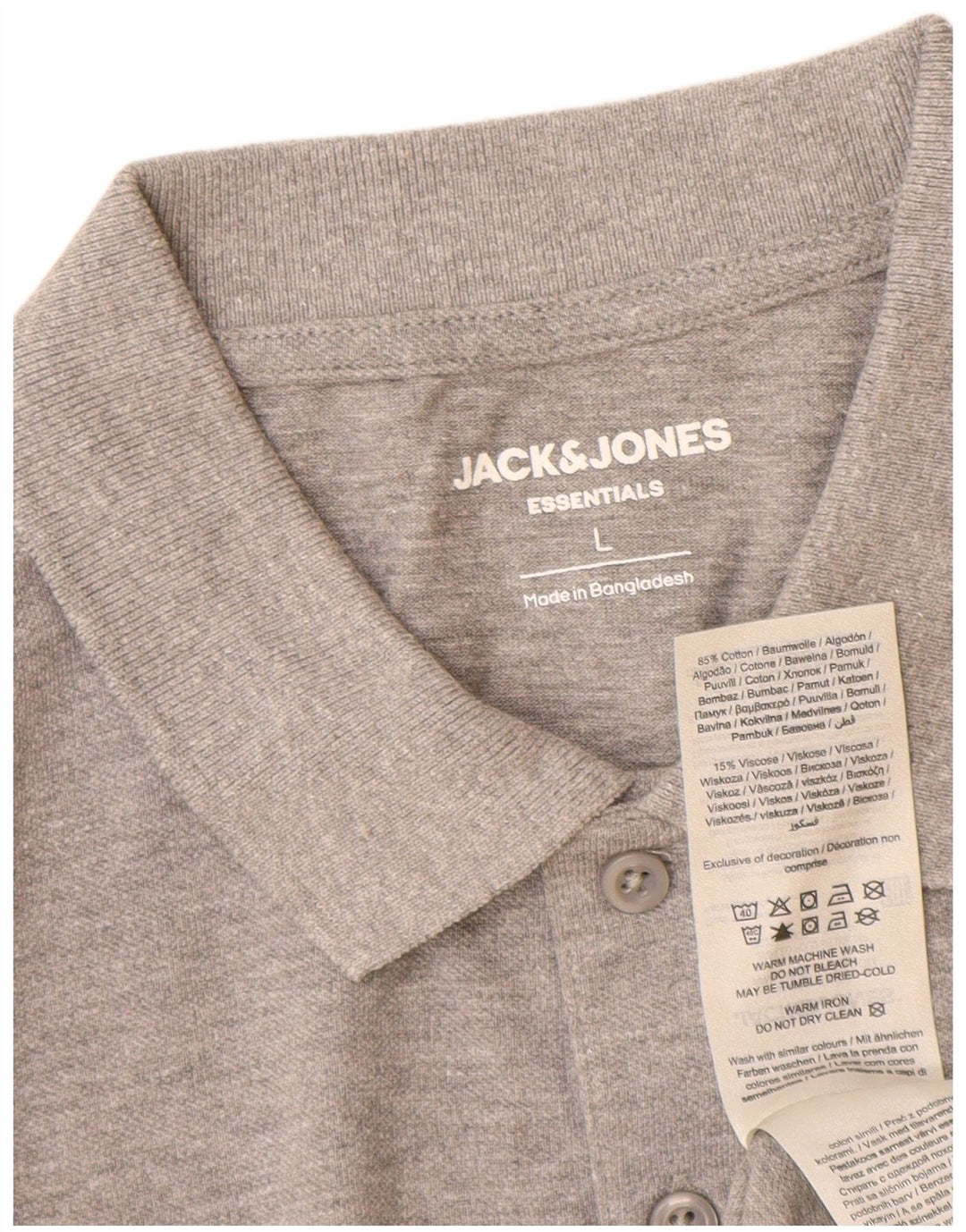 Jack & Jones Mens Polo Shirt Large Grey Cotton