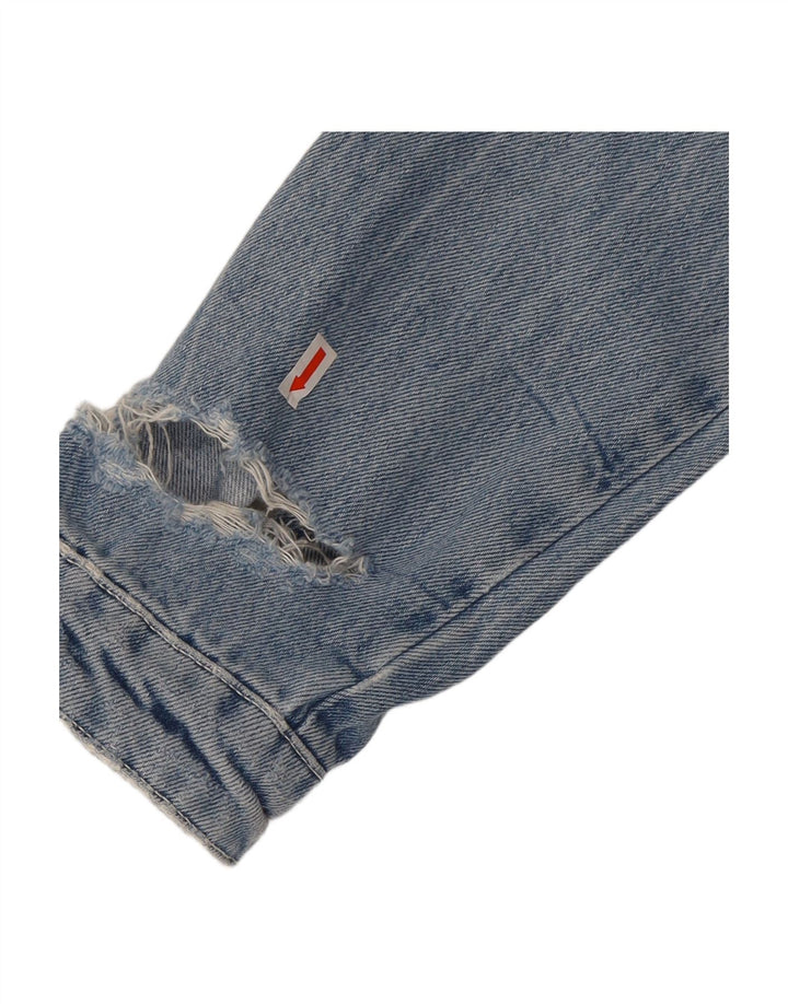 JACK & JONES Mens Distressed Denim Jacket UK 38 Medium Blue Cotton