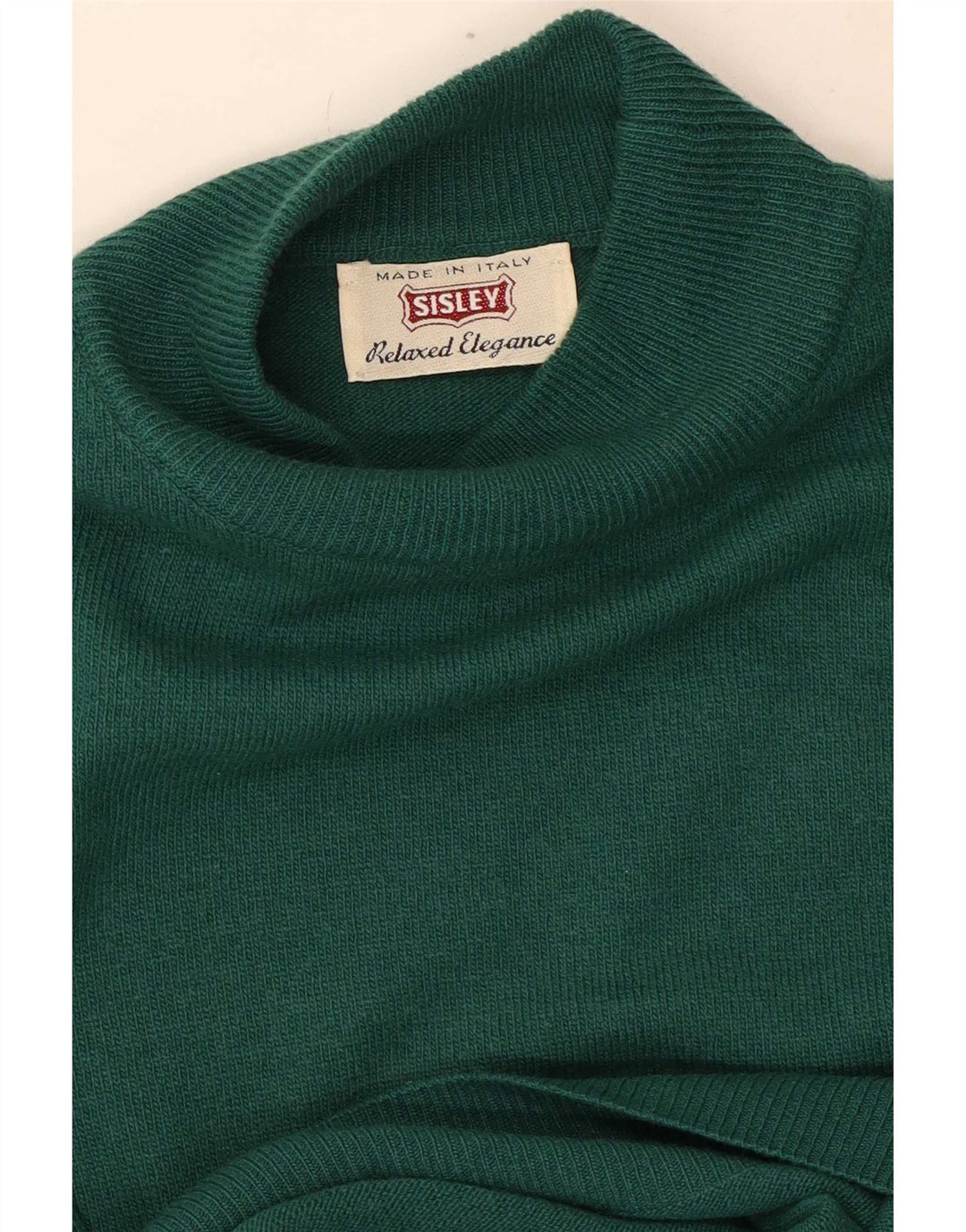 Sisley Mens Turtle Neck Jumper Sweater Large Green