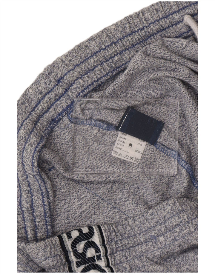 ASICS Mens Graphic Tracksuit Trousers Medium Navy Blue Flecked Cotton