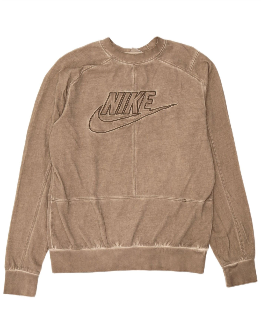 Nike Mens Graphic Sweatshirt Jumper Medium Beige Cotton