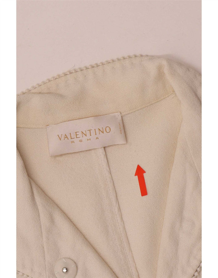 Valentino Womens Crop 1 Button Blazer Jacket IT 44 Medium Off White Cotton