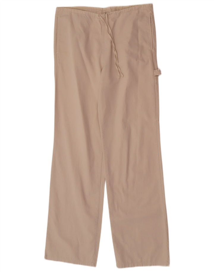 Benetton Womens Straight Cargo Trousers IT 40 Small W30 L32 Beige Cotton