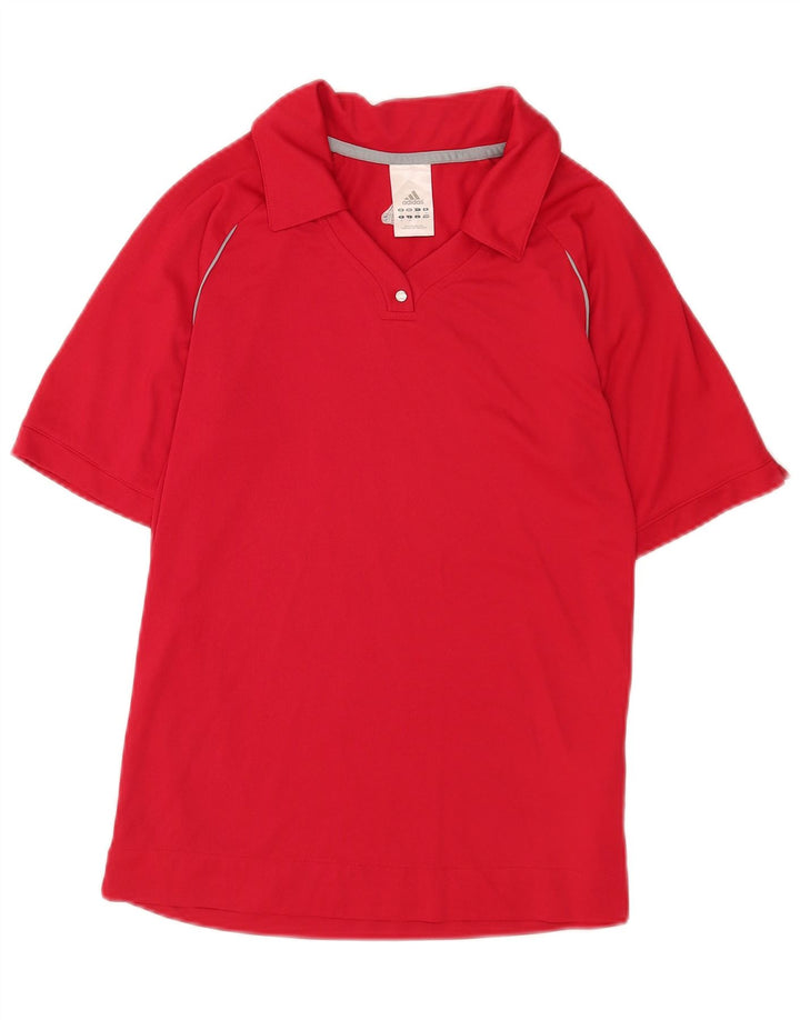 Adidas Womens Polo shirt UK 12 Medium Red Polyester