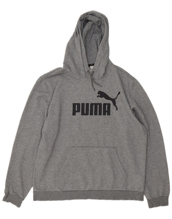 PUMA Mens Graphic Hoodie Jumper Large Grey Cotton