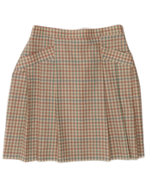 Vintage Womens Mini Skirt IT 42 Medium W26  Multicoloured Gingham Wool