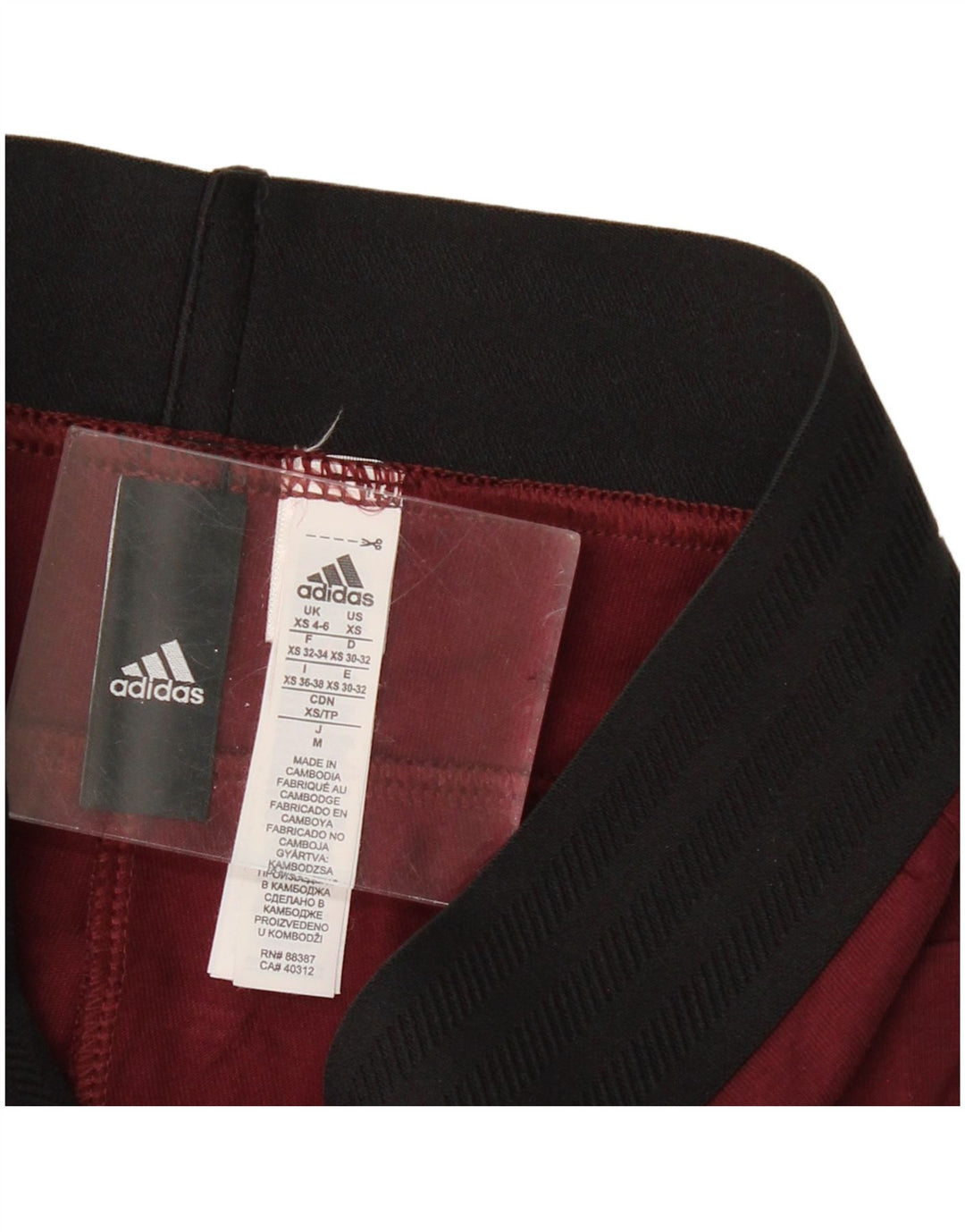 Adidas Womens Leggings UK 4/6 XS Burgundy Cotton