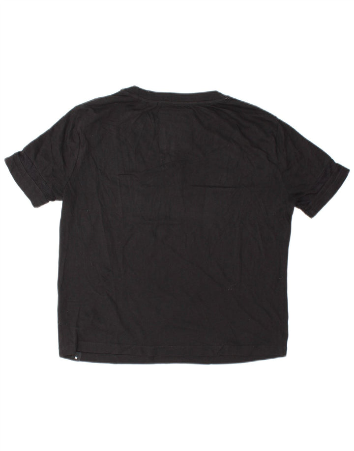 SUPERDRY Womens Loose Fit Crop Graphic T-Shirt Top UK 10 Small Black