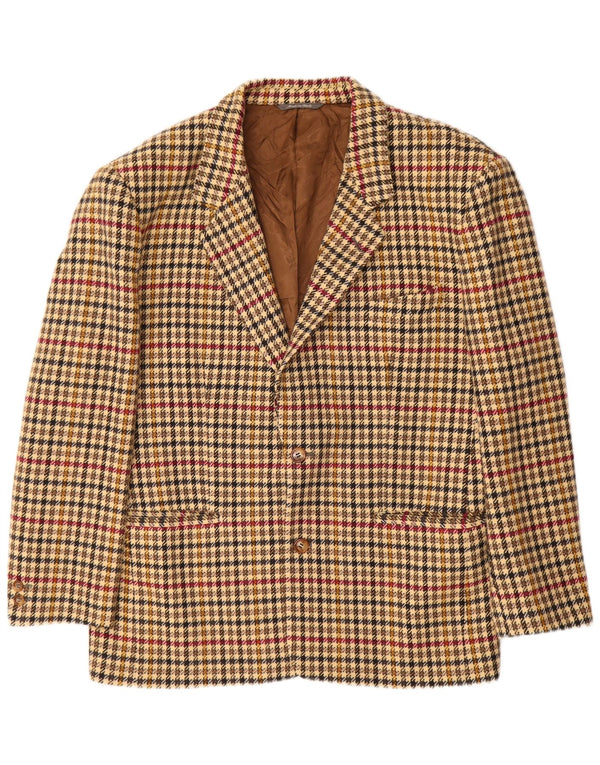 BYBLOS Mens 2 Button Blazer Jacket IT 52 XL Beige Houndstooth Wool