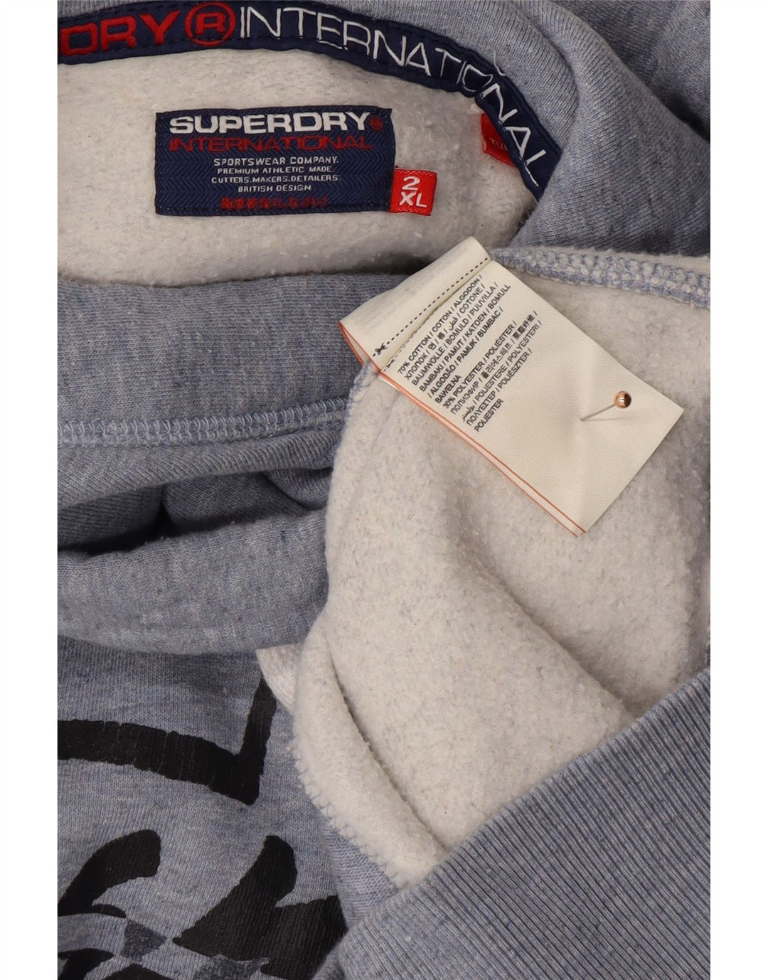 SUPERDRY Mens Graphic Hoodie Jumper 2XL Blue Cotton