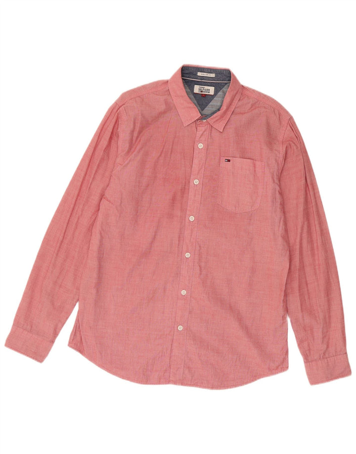 Tommy Hilfiger Mens Regular Fit Shirt Large Pink Cotton
