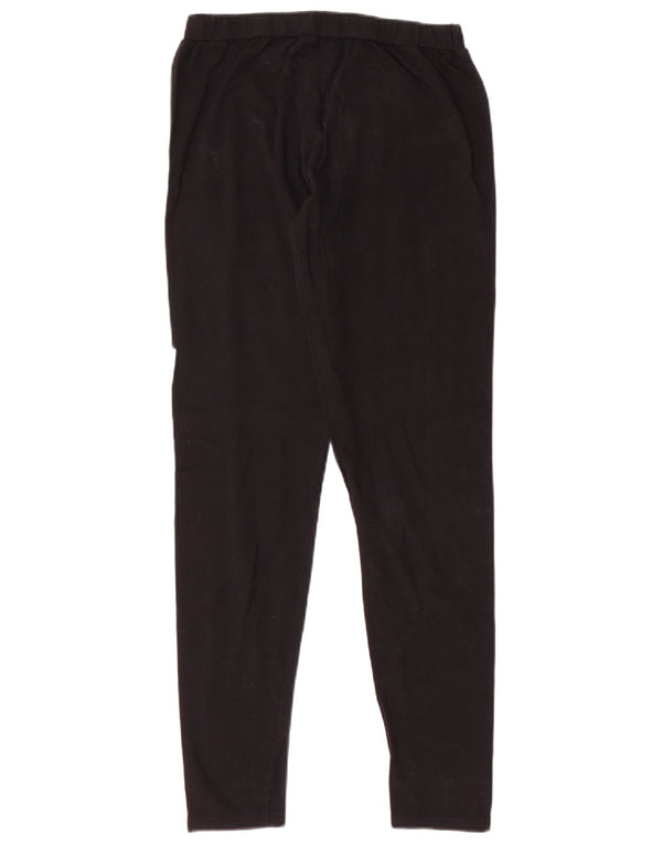 ELLESSE Womens Graphic Leggings UK 12 Medium  Black Cotton