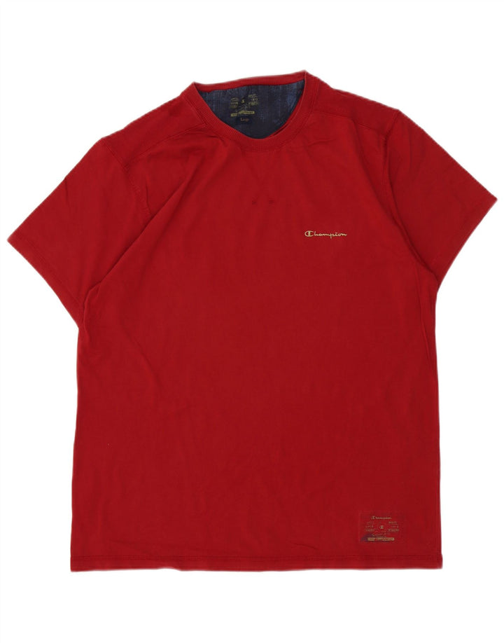 Champion Mens T-Shirt Top Large Red Cotton