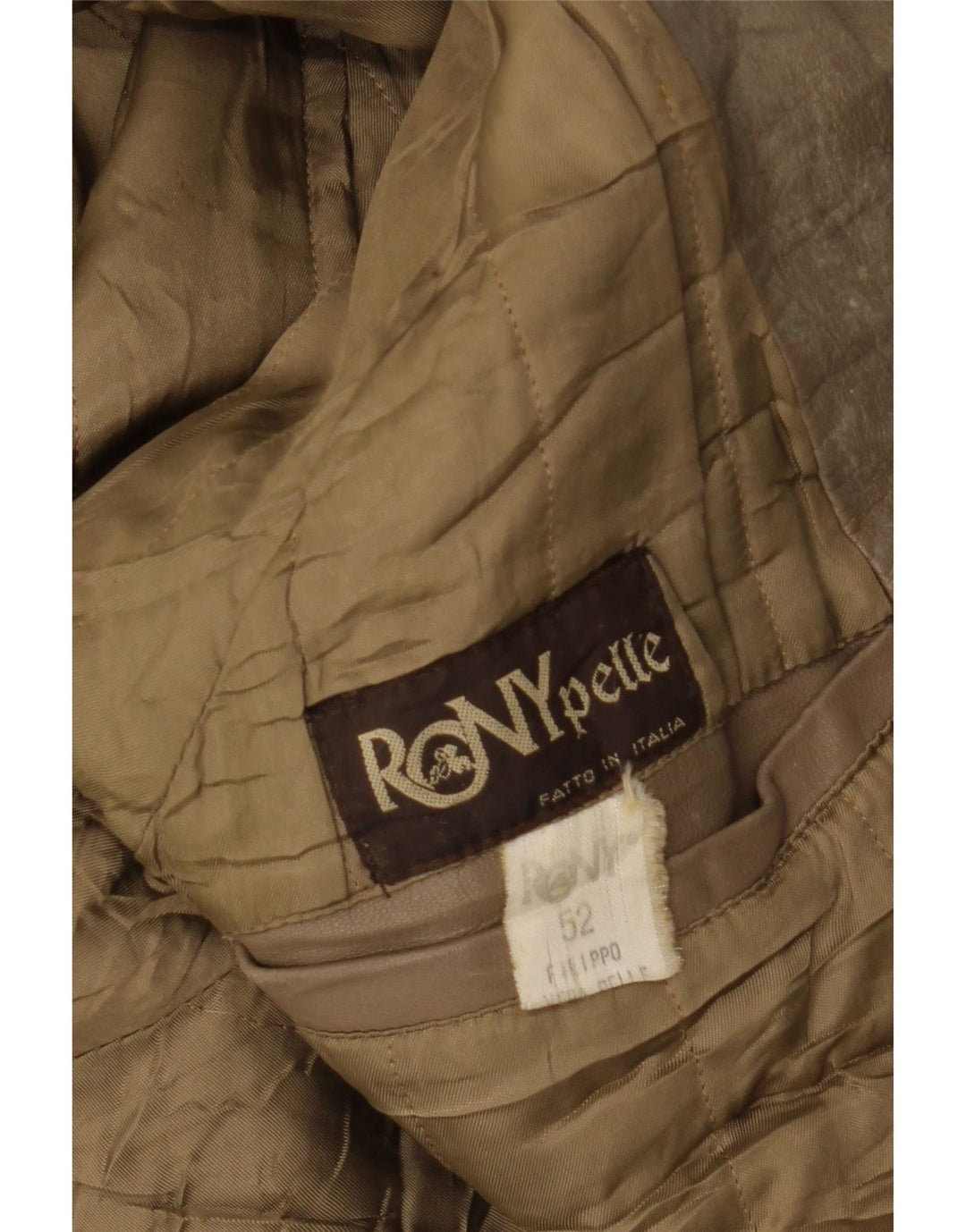 VINTAGE Mens Leather Jacket IT 52 XL Beige Leather Vintage Vintage and Second-Hand Vintage from Messina Hembry 