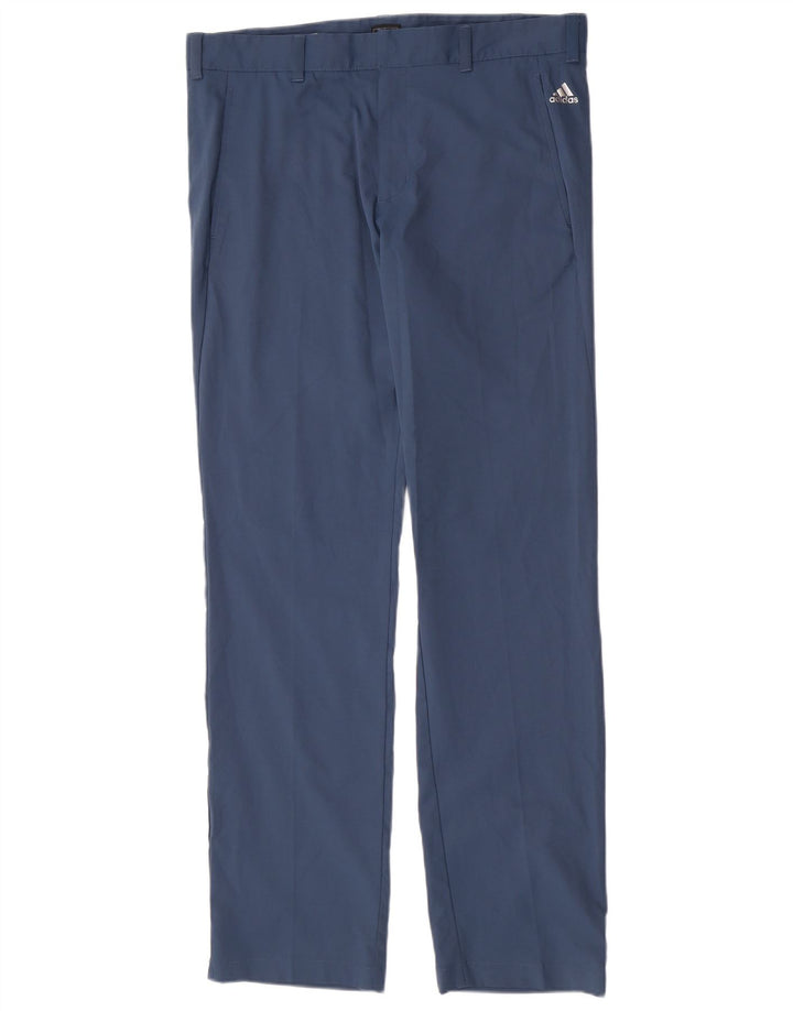 Adidas Mens Straight Chino Trousers W34 L34 Blue Polyester