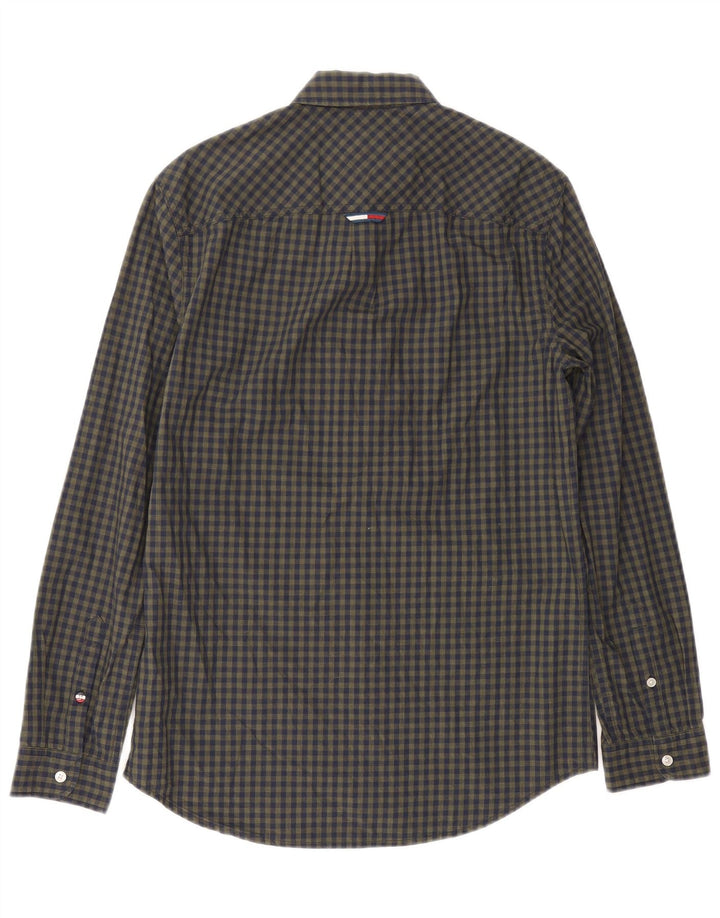 Tommy Hilfiger Mens Regular Fit Shirt Small Navy Blue Gingham Cotton