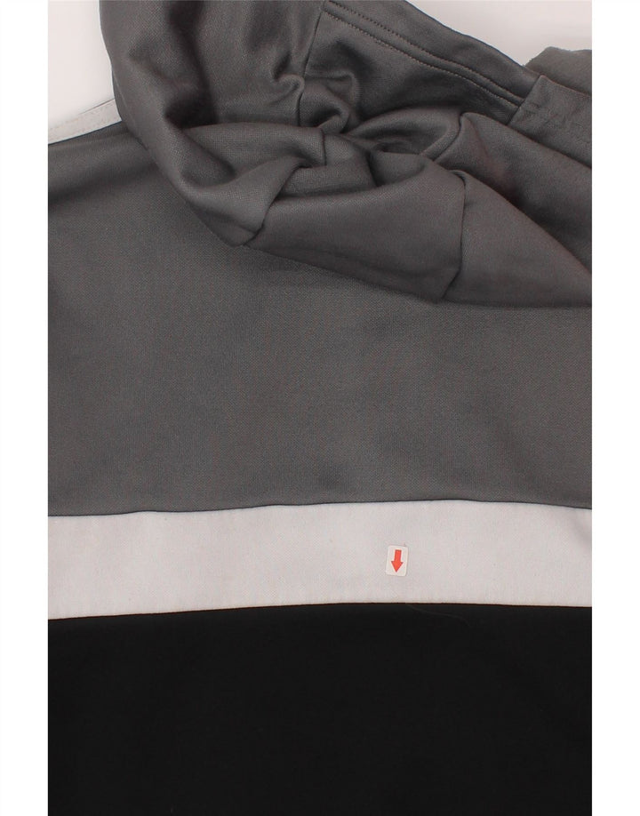 Adidas Boys Hoodie Jumper 9-10 Years Grey Colourblock Polyester