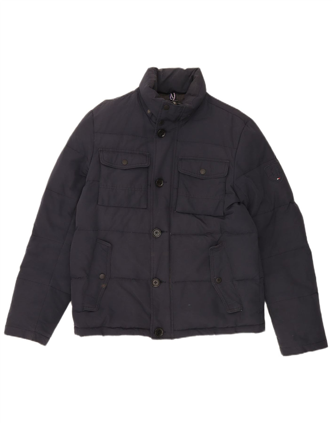 Tommy Hilfiger Mens Padded Jacket UK 38 Medium Navy Blue Polyester