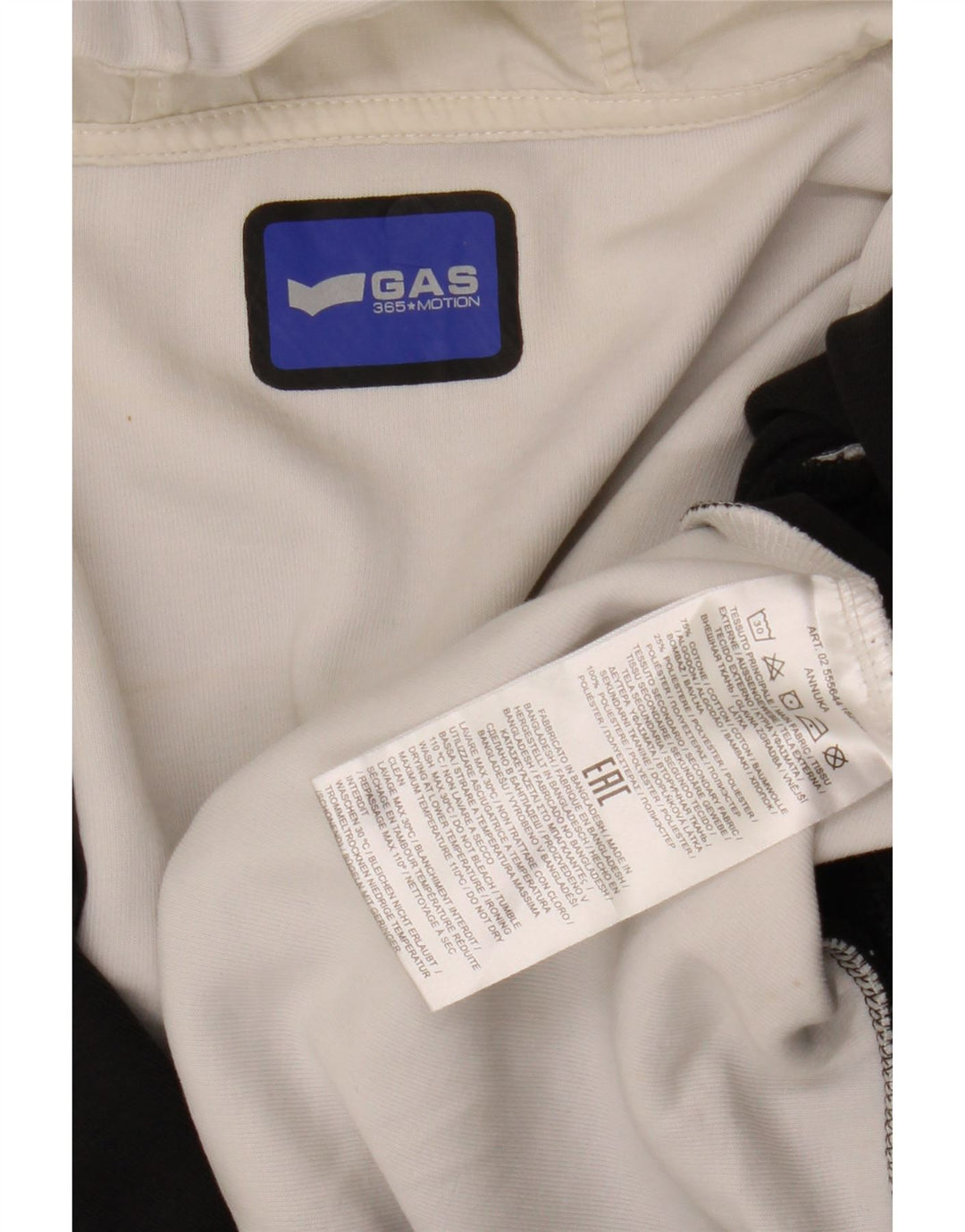 GAS Womens Zip Hoodie Sweater UK 14 Medium Black Colourblock Cotton