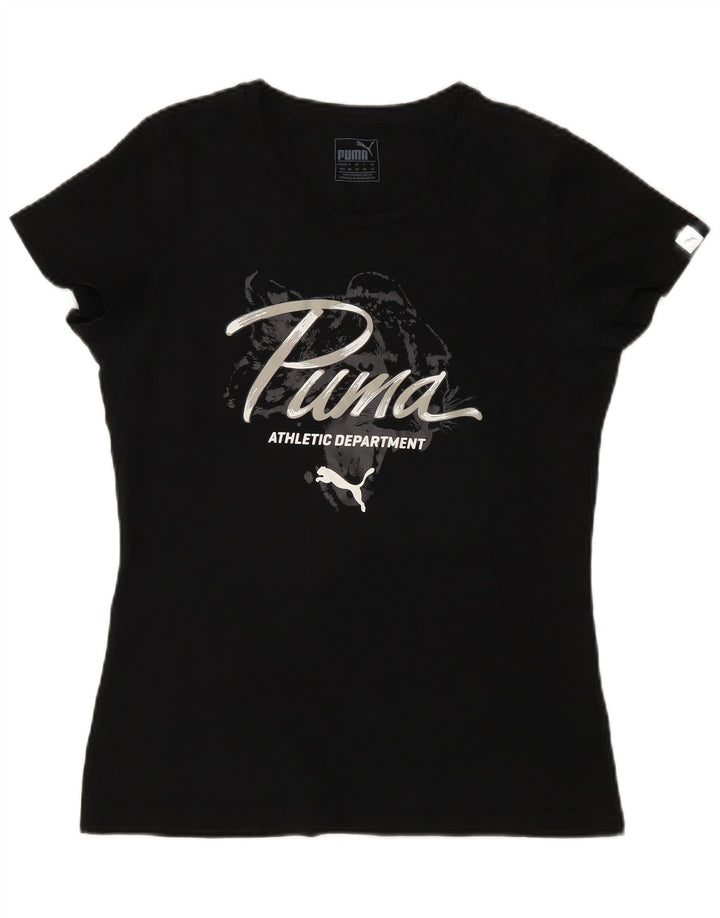 Puma Womens Graphic T-Shirt Top UK 12 Medium  Black