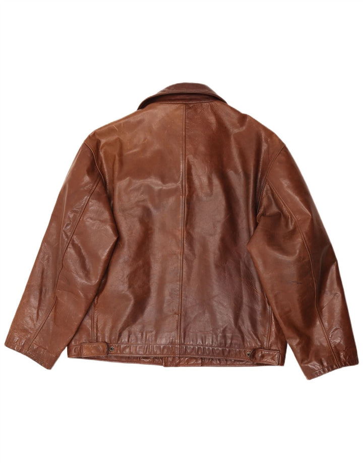 Herman & Sons Mens Leather Jacket IT 50 Large Brown