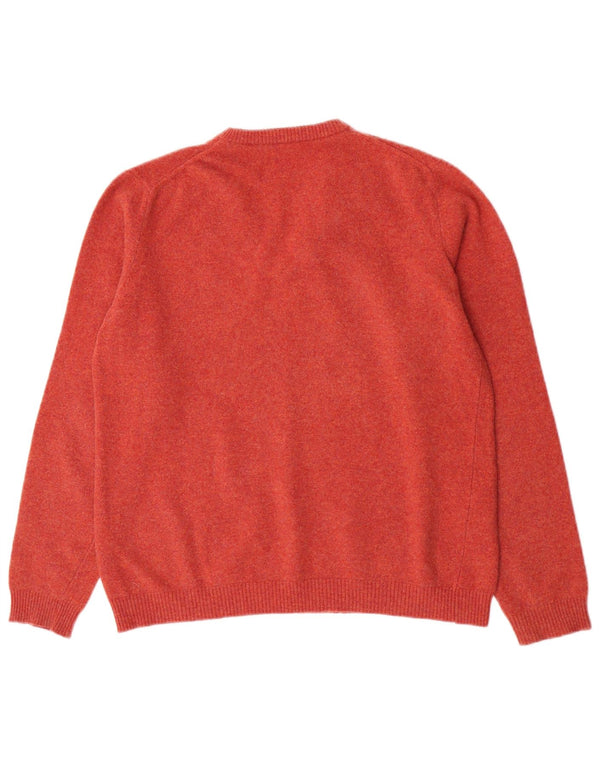 Vintage Womens V-Neck Jumper Sweater UK 12 Medium Pink Merino Wool